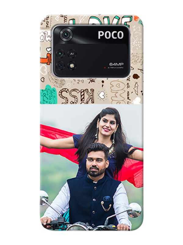 Custom Poco M4 Pro 4G Personalised mobile covers: Love Doodle Pattern 