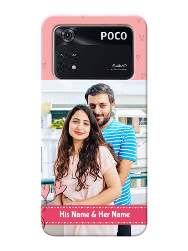 Custom Poco M4 Pro 4G phone back covers: Love Design Peach Color