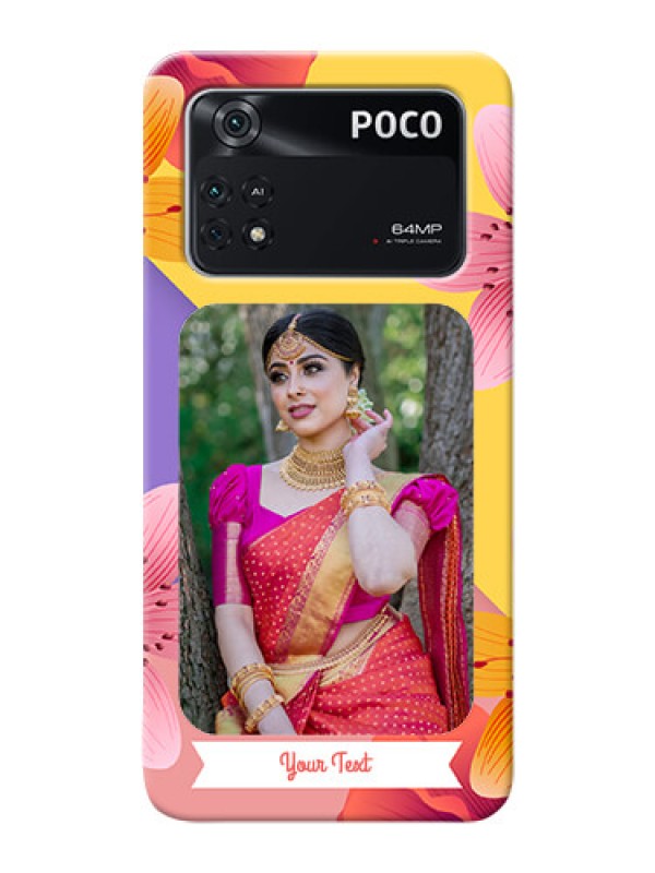 Custom Poco M4 Pro 4G Mobile Covers: 3 Image With Vintage Floral Design