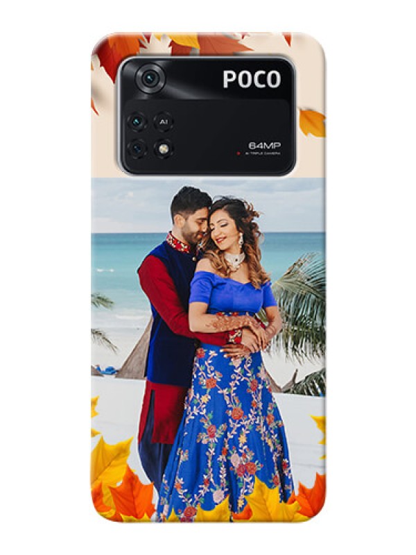 Custom Poco M4 Pro 4G Mobile Phone Cases: Autumn Maple Leaves Design