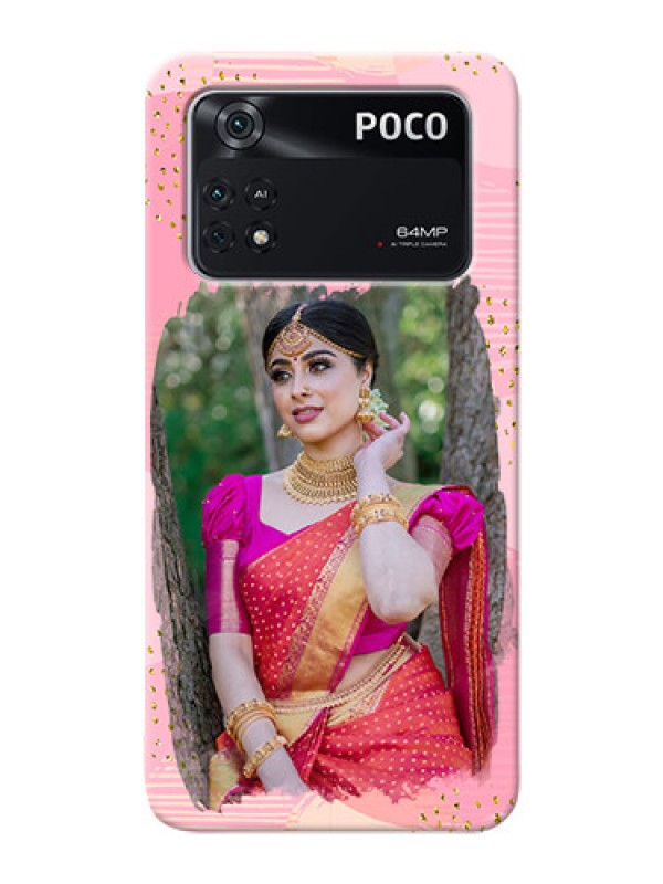 Custom Poco M4 Pro 4G Phone Covers for Girls: Gold Glitter Splash Design