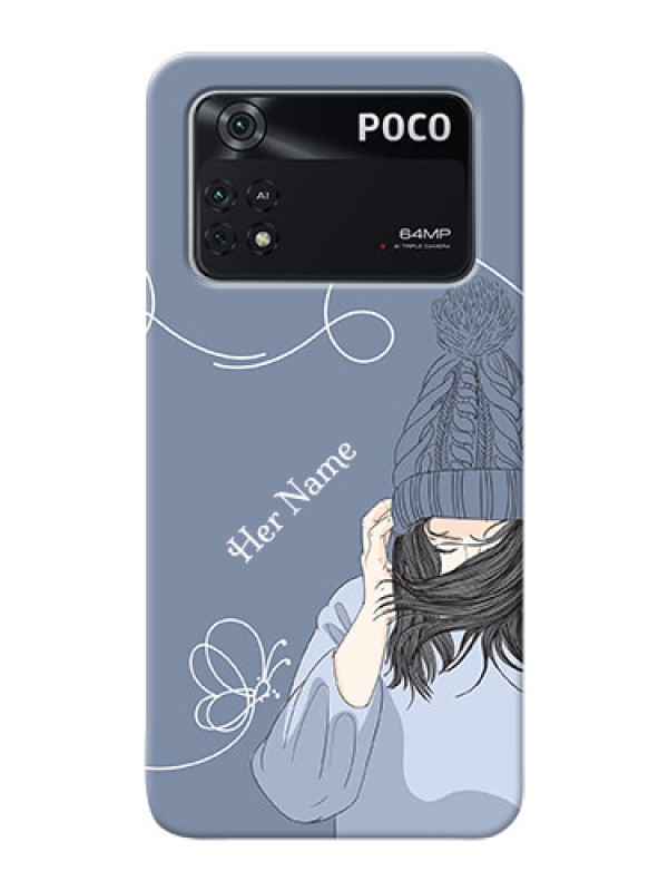 Custom Poco M4 Pro 4G Custom Mobile Case with Girl in winter outfit Design