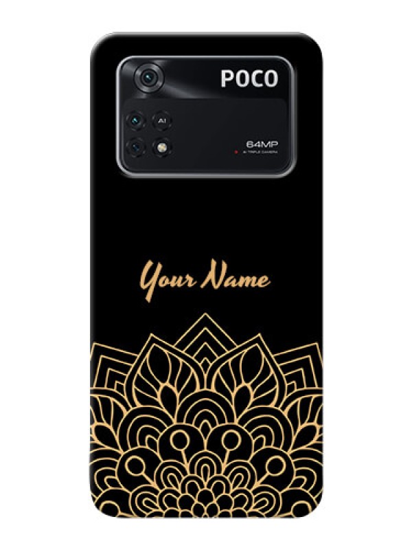 Custom Poco M4 Pro 4G Back Covers: Golden mandala Design