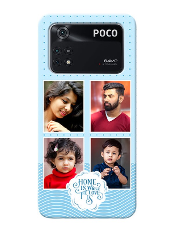 Custom Poco M4 Pro 4G Custom Phone Covers: Cute love quote with 4 pic upload Design
