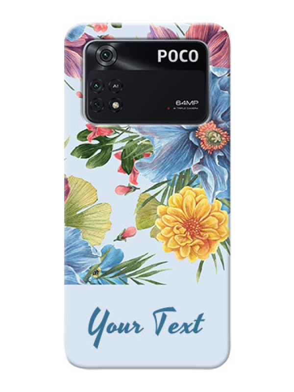 Custom Poco M4 Pro 4G Custom Phone Cases: Stunning Watercolored Flowers Painting Design