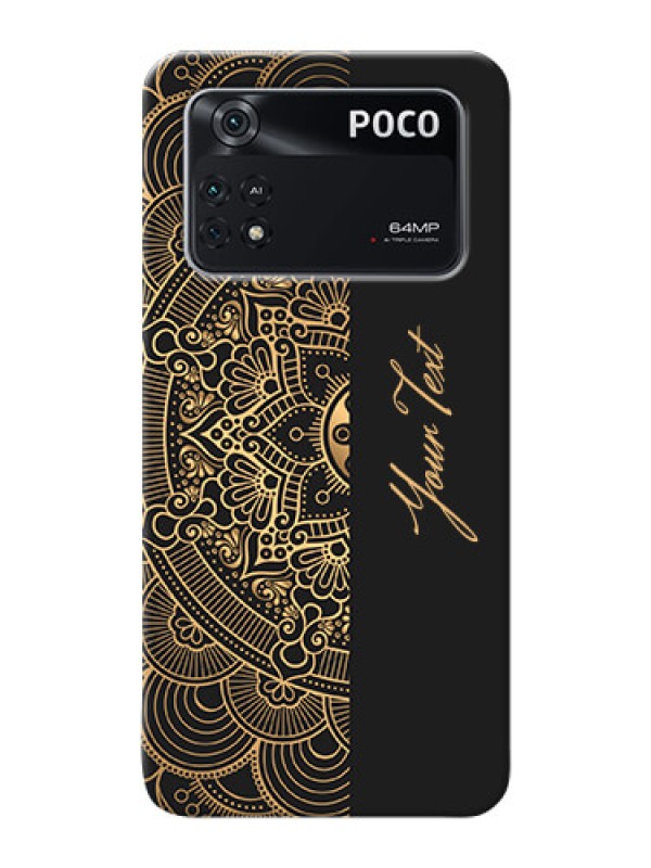 Custom Poco M4 Pro 4G Back Covers: Mandala art with custom text Design