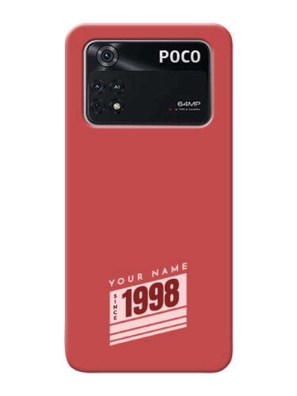 Custom Poco M4 Pro 4G Phone Back Covers: Red custom year of birth Design