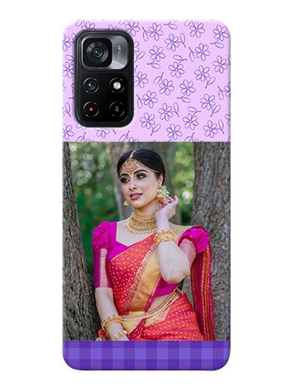 Custom Poco M4 Pro 5G Mobile Cases: Purple Floral Design