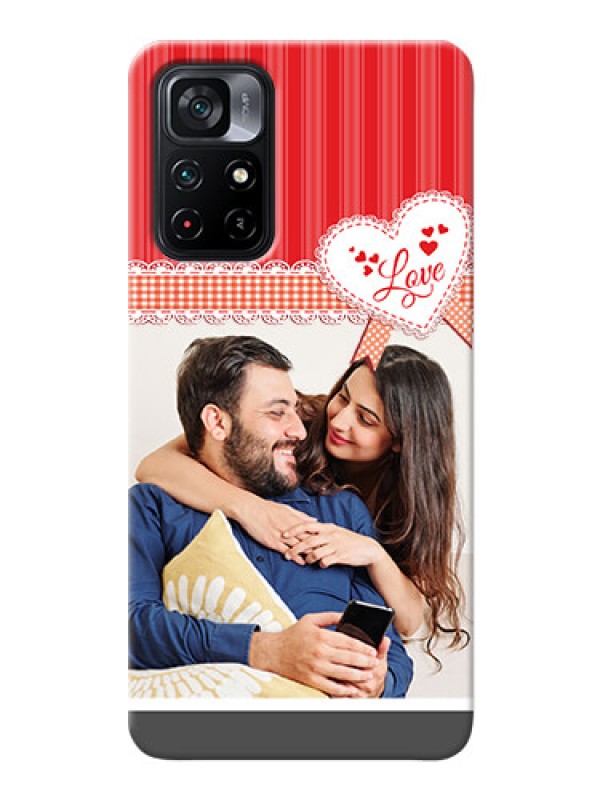 Custom Poco M4 Pro 5G phone cases online: Red Love Pattern Design