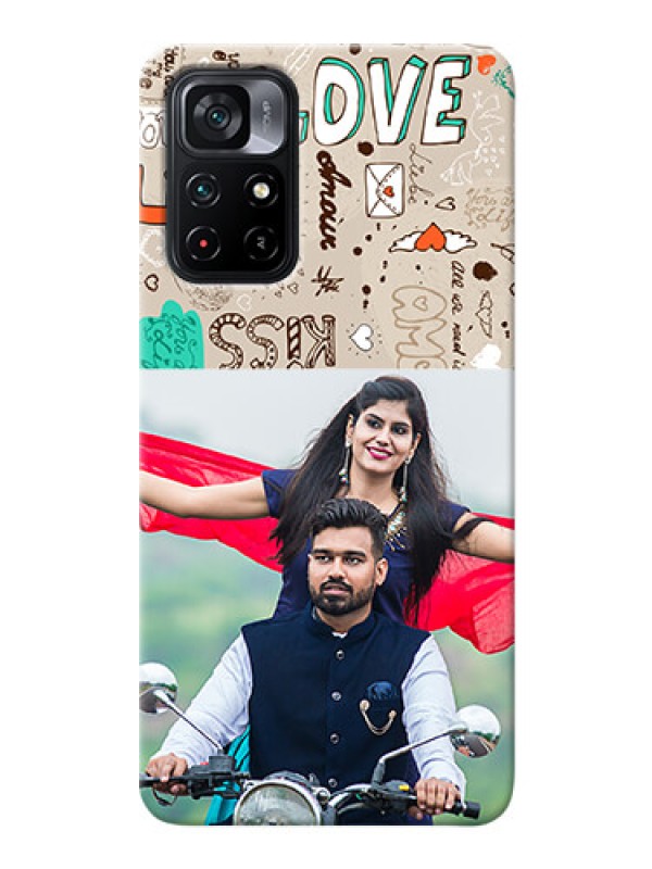 Custom Poco M4 Pro 5G Personalised mobile covers: Love Doodle Pattern 