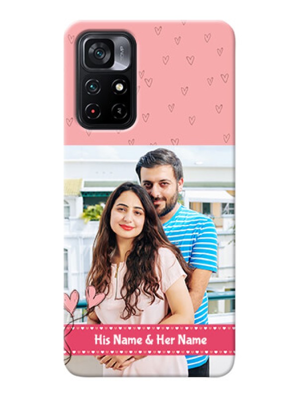 Custom Poco M4 Pro 5G phone back covers: Love Design Peach Color
