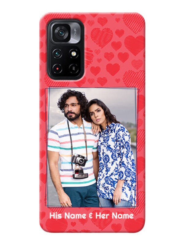 Custom Poco M4 Pro 5G Mobile Back Covers: with Red Heart Symbols Design