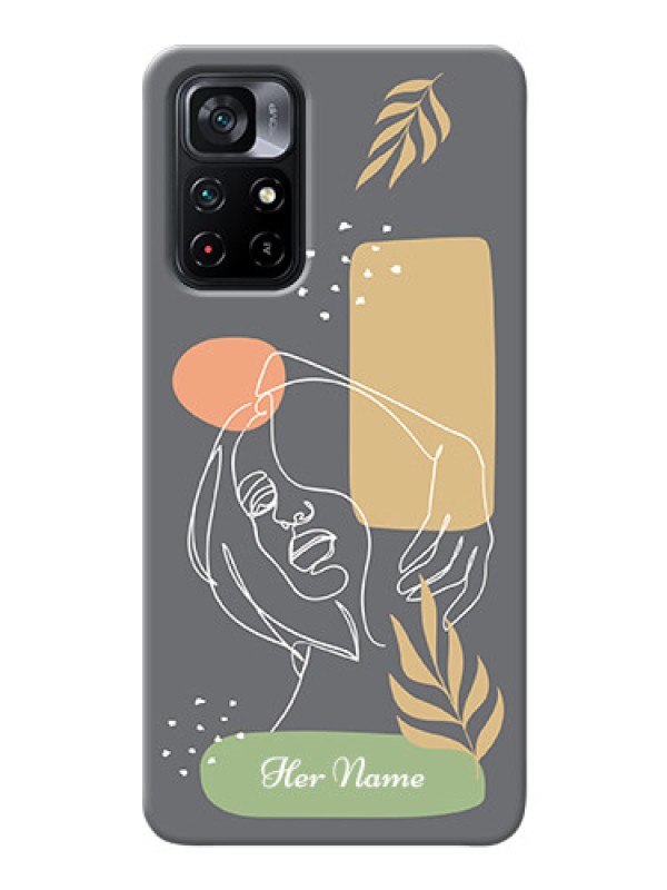 Custom Poco M4 Pro 5G Phone Back Covers: Gazing Woman line art Design