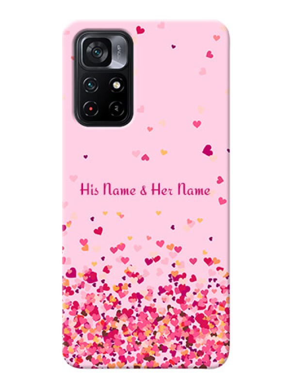 Custom Poco M4 Pro 5G Phone Back Covers: Floating Hearts Design