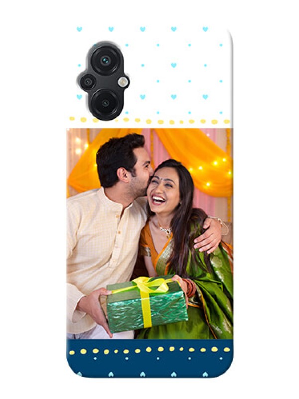 Custom Poco M5 Phone Covers: White and Blue Abstract Design