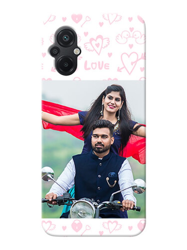 Custom Poco M5 personalized phone covers: Pink Flying Heart Design