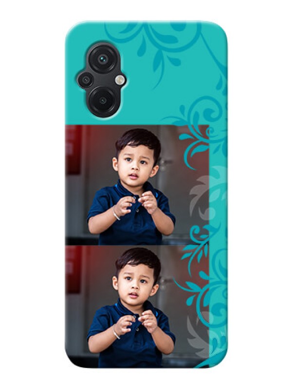 Custom Poco M5 Mobile Cases with Photo and Green Floral Design 