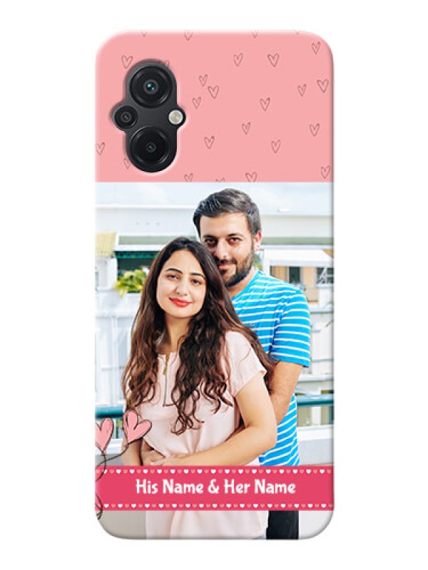 Custom Poco M5 phone back covers: Love Design Peach Color