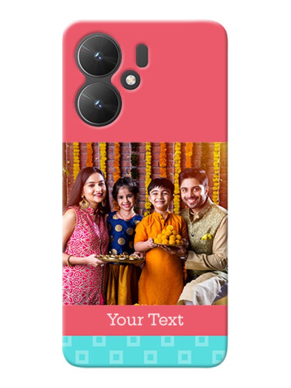 Custom Poco M6 5G Mobile Back Covers: Peach & Blue Color Design