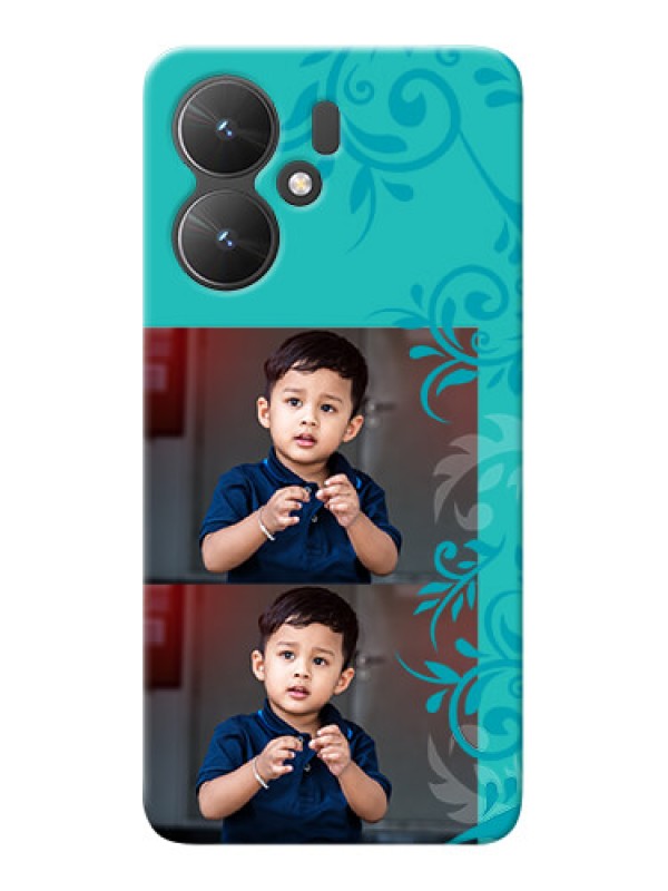 Custom Poco M6 5G Mobile Cases with Photo and Green Floral Design