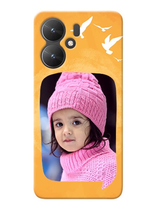 Custom Poco M6 5G Phone Covers: Water Color Design with Bird Icons