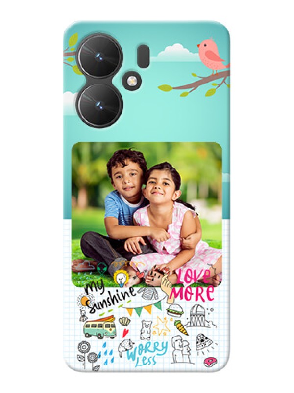 Custom Poco M6 5G phone cases online: Doodle love Design