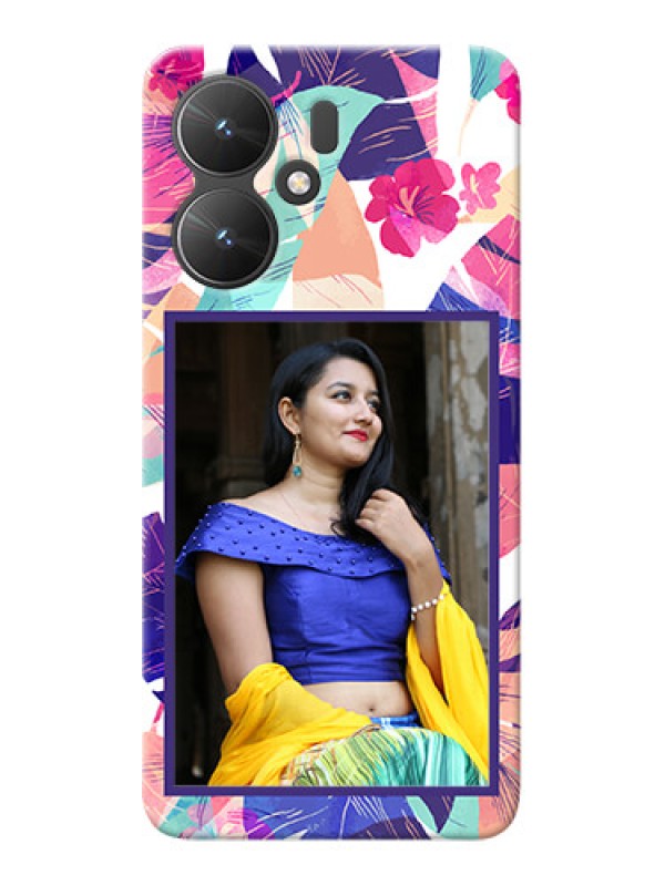 Custom Poco M6 5G Personalised Phone Cases: Abstract Floral Design