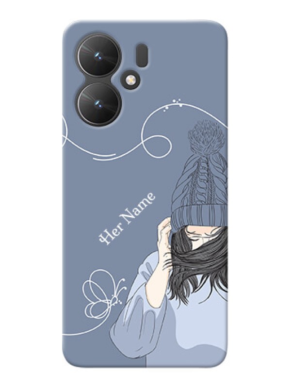 Custom Poco M6 5G Custom Mobile Case with Girl in winter outfit Design