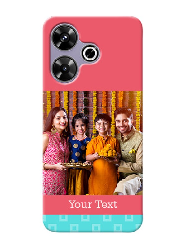 Custom Poco M6 Plus 5G Mobile Back Covers: Peach And Blue Color Design