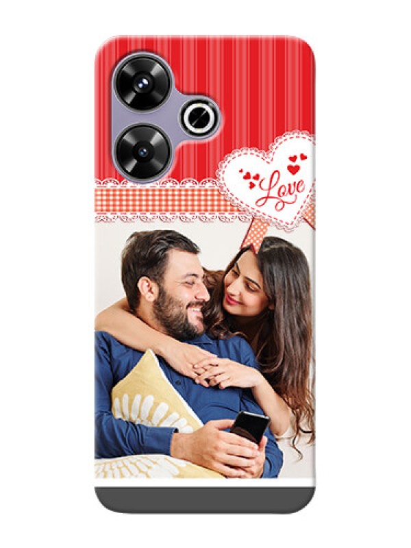Custom Poco M6 Plus 5G phone cases online: Red Love Pattern Design