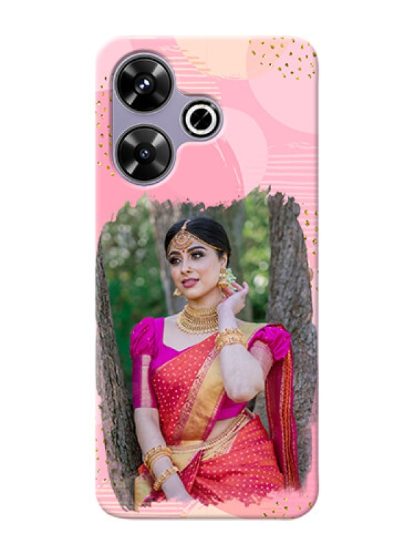 Custom Poco M6 Plus 5G Phone Covers for Girls: Gold Glitter Splash Design