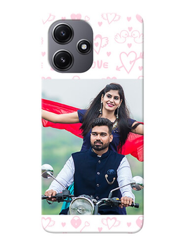 Custom Poco M6 Pro 5G personalized phone covers: Pink Flying Heart Design