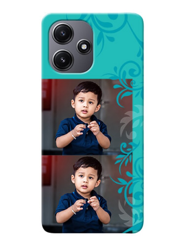 Custom Poco M6 Pro 5G Mobile Cases with Photo and Green Floral Design