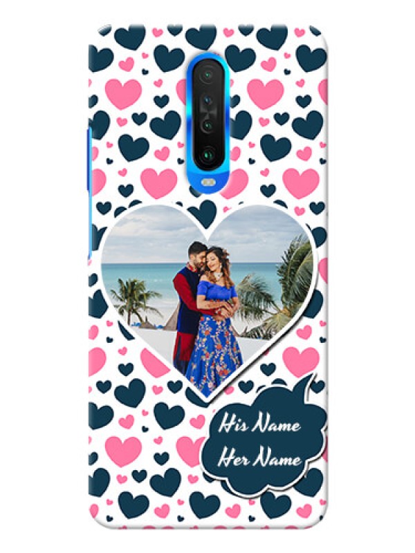 Custom Poco X2 Mobile Covers Online: Pink & Blue Heart Design