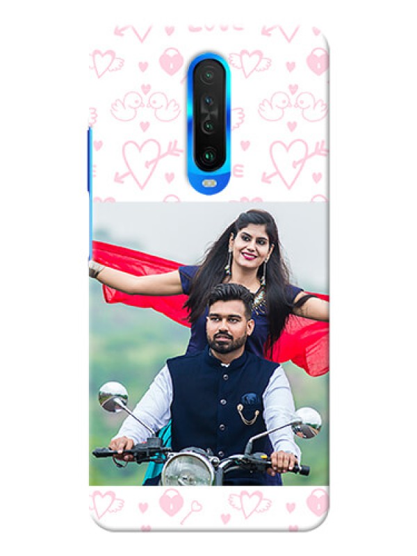 Custom Poco X2 personalized phone covers: Pink Flying Heart Design