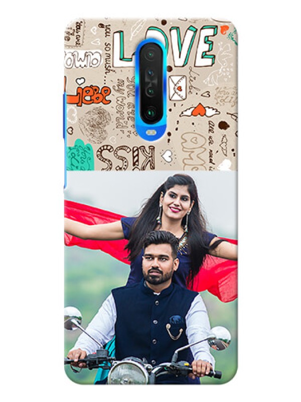 Custom Poco X2 Personalised mobile covers: Love Doodle Pattern 