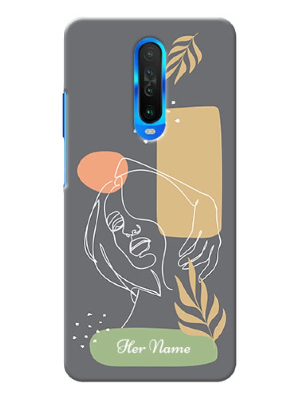 Custom Poco X2 Phone Back Covers: Gazing Woman line art Design
