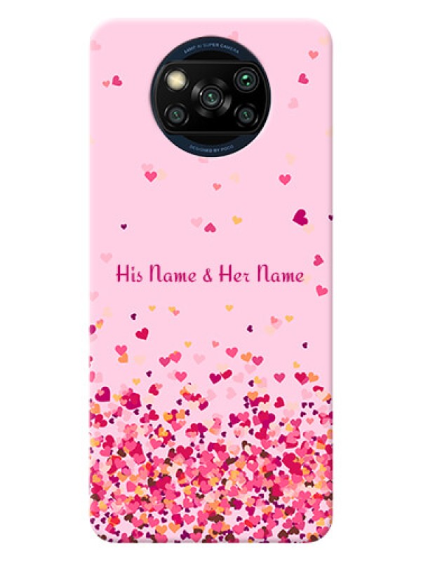 Custom Poco X3 Pro Phone Back Covers: Floating Hearts Design