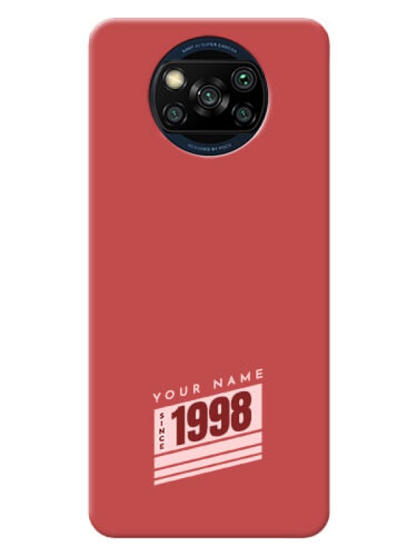 Custom Poco X3 Pro Phone Back Covers: Red custom year of birth Design