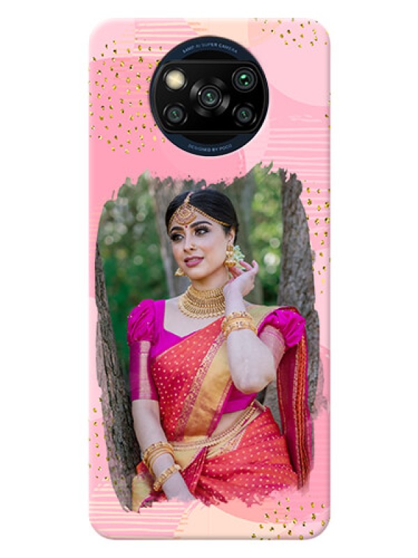 Custom Poco X3 Phone Covers for Girls: Gold Glitter Splash Design