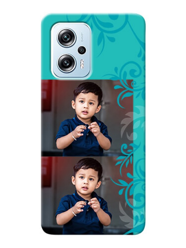 Custom Poco X4 GT 5G Mobile Cases with Photo and Green Floral Design 