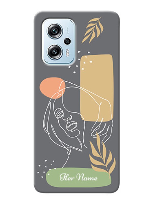 Custom Poco X4 Gt 5G Phone Back Covers: Gazing Woman line art Design