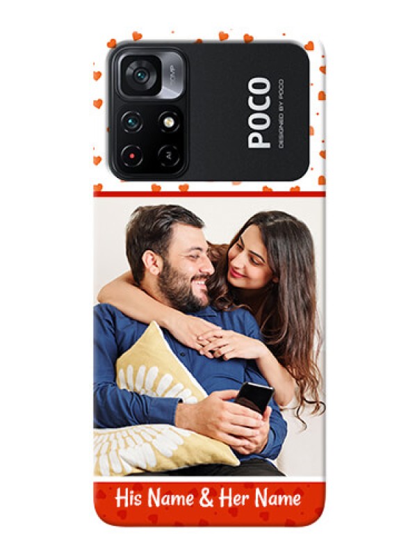 Custom Poco X4 Pro 5G Phone Back Covers: Orange Love Symbol Design