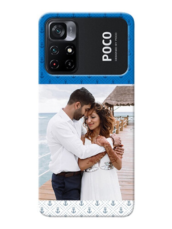 Custom Poco X4 Pro 5G Mobile Phone Covers: Blue Anchors Design