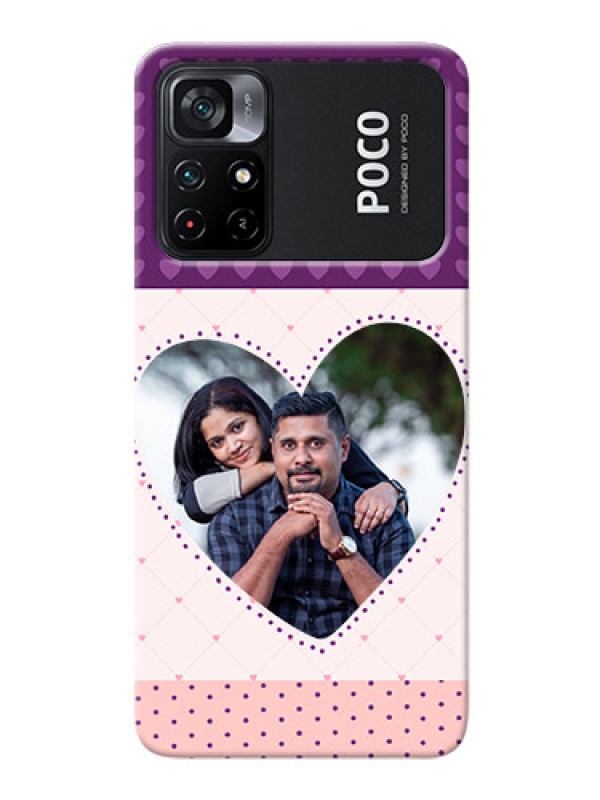 Custom Poco X4 Pro 5G Mobile Back Covers: Violet Love Dots Design