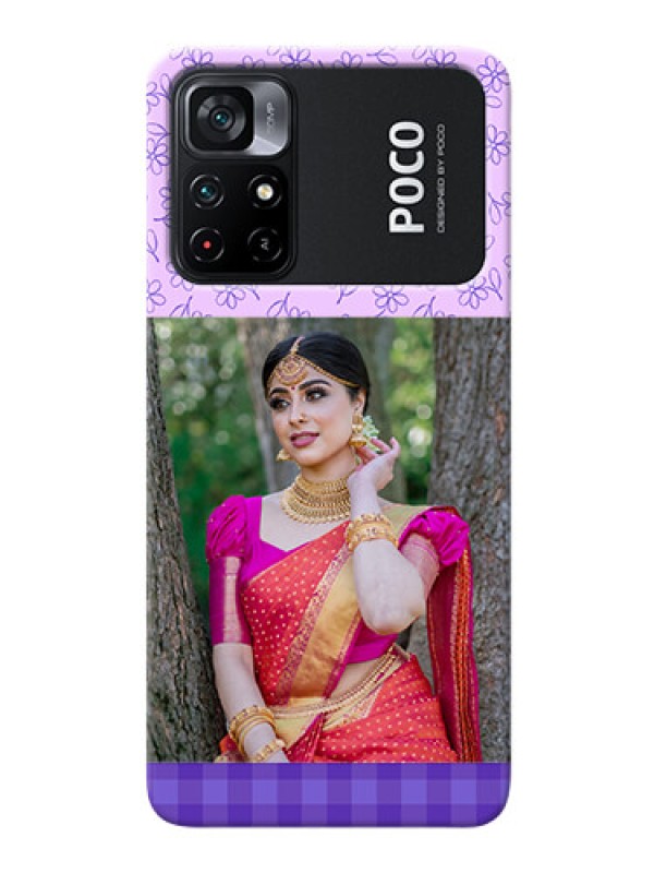 Custom Poco X4 Pro 5G Mobile Cases: Purple Floral Design