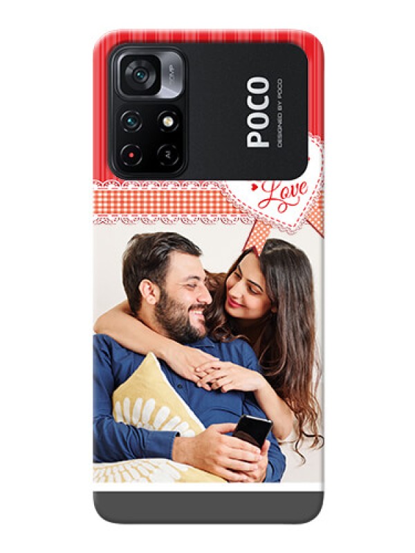 Custom Poco X4 Pro 5G phone cases online: Red Love Pattern Design