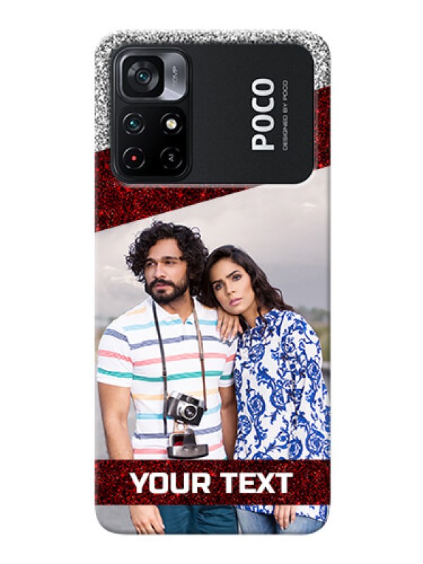 Custom Poco X4 Pro 5G Mobile Cases: Image Holder with Glitter Strip Design