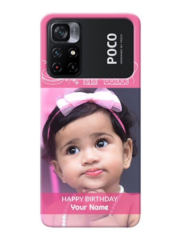 Custom Poco X4 Pro 5G Custom Mobile Cover with Birthday Line Art Design