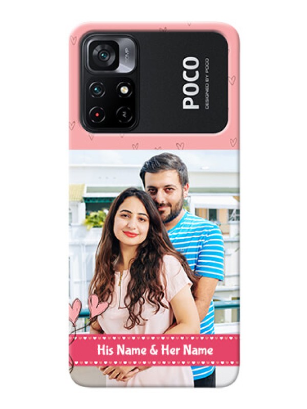 Custom Poco X4 Pro 5G phone back covers: Love Design Peach Color